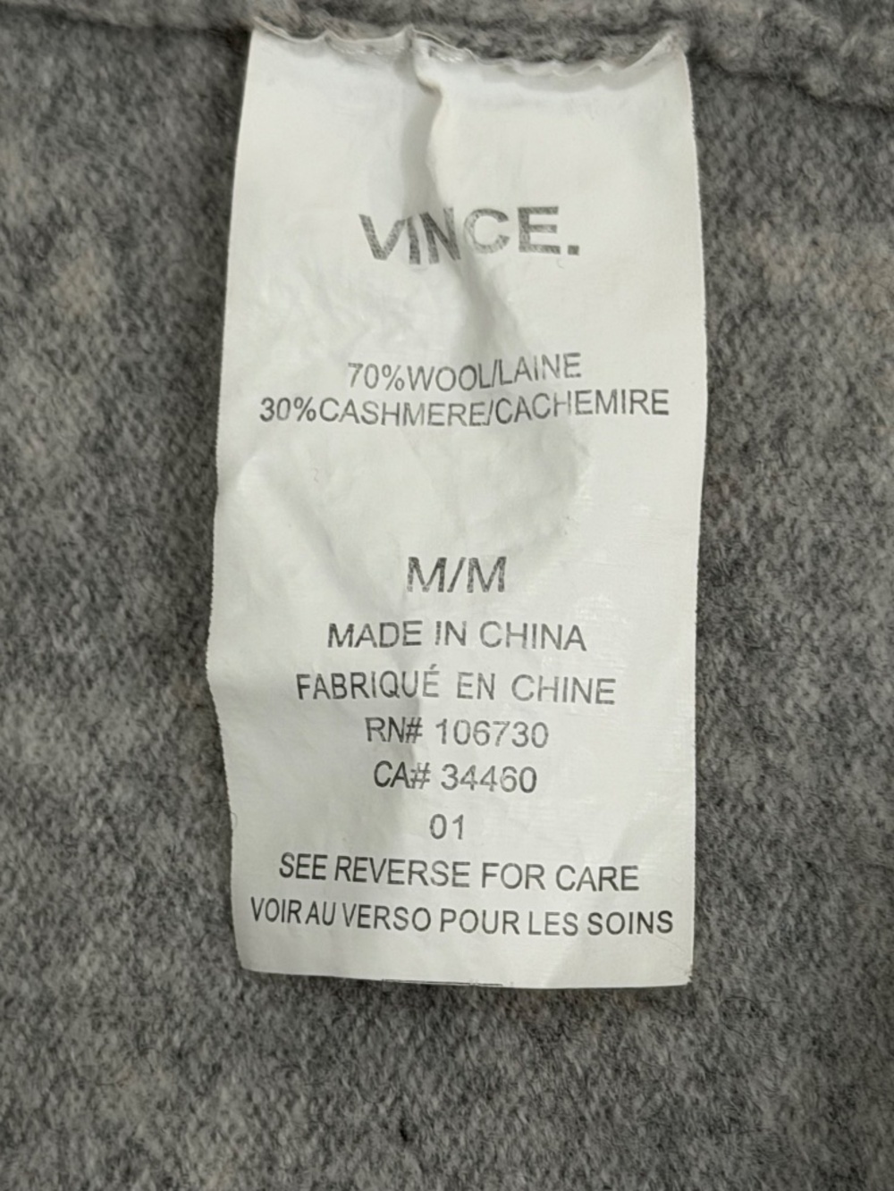 Vince Gray Wool Cashmere Draped Open Front Sweater Vest Medium - Picture 4 of 13